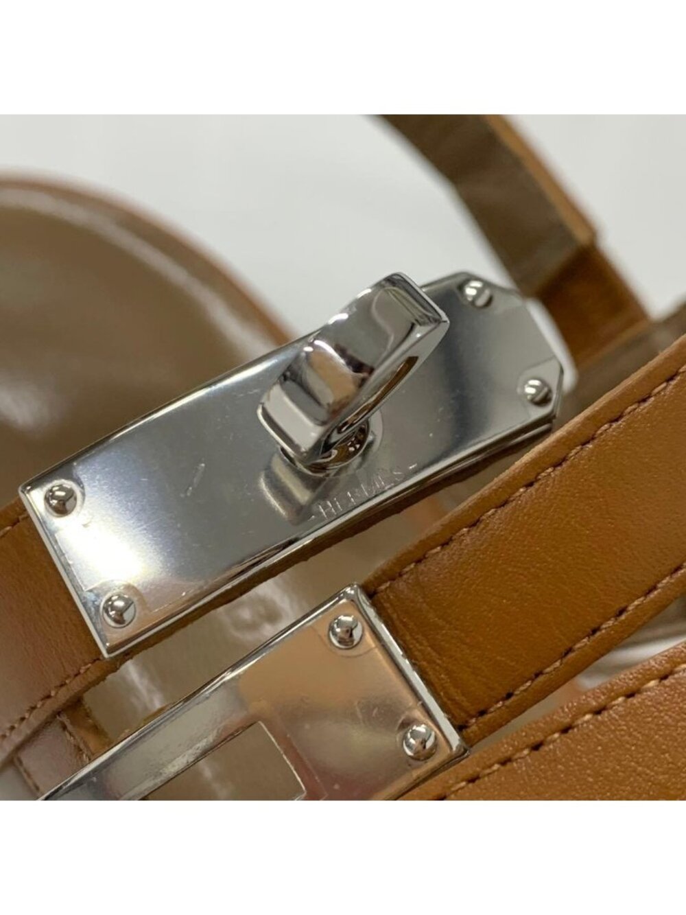 Hermes Leather Kelly Strap Sandals Brown - Picture 9 of 11